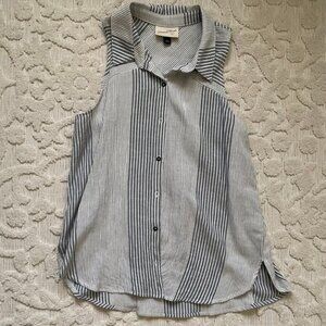 Universal Thread Blue & White Stripe Collared Tank